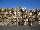 Bales of compacted cardboard