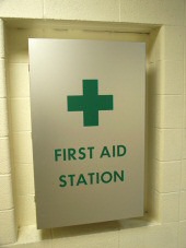 First Aid Station on wall
