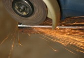 Grinding wheel in use