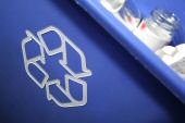 Blue recycle bin