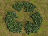Recycle logo made using trees.